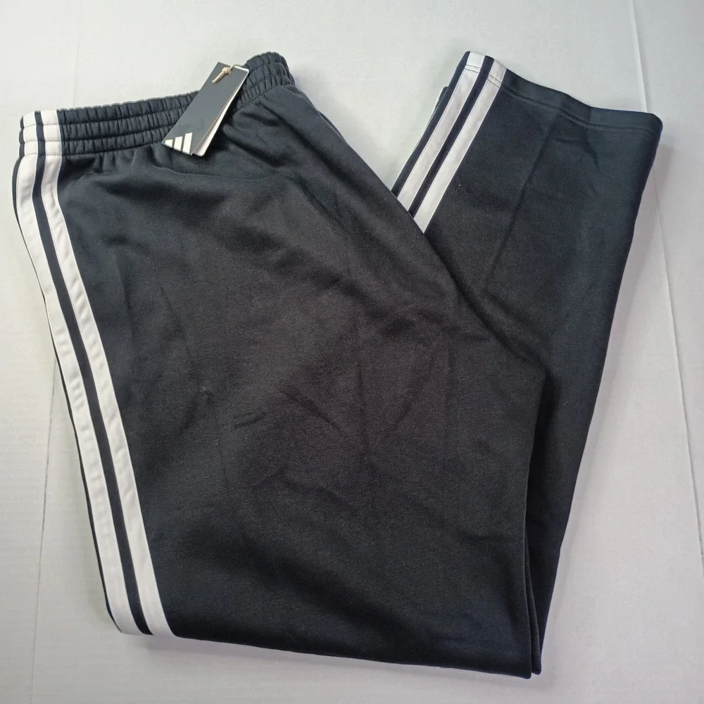 Adidas Essentials 3-Stripes Fleece Sweatpants Men's Size 3XLT Black JX9117 NWT